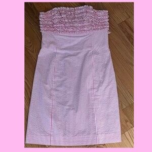 Lilly Pulitzer Pink Seersucker Strapless Mini Dress Size 6